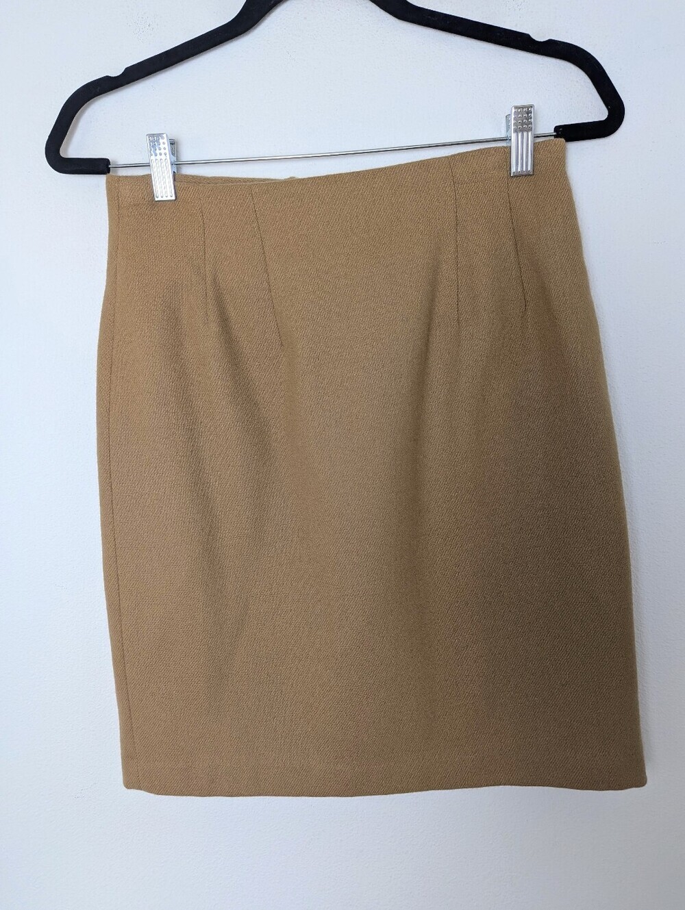 Vintage J.G Hook 100% Wool Camel Pencil Pencil Mini Skirt Fully Lined Size 6 P